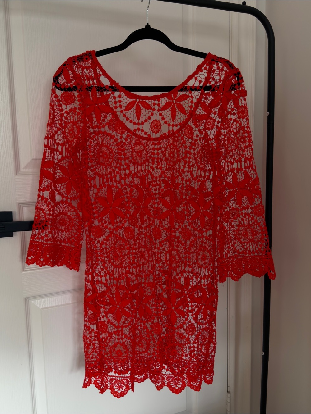 H&M Red Crochet Lace Swim Coverup